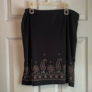 Fashion Bug Women's M Vintage Y2k Slip Skirt Black Stretch Paisley Whimsigoth